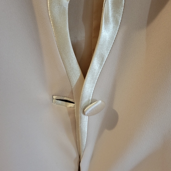 Vintage 80s beige glitter scalloped collar blazer jacket small - Picture 6 of 11